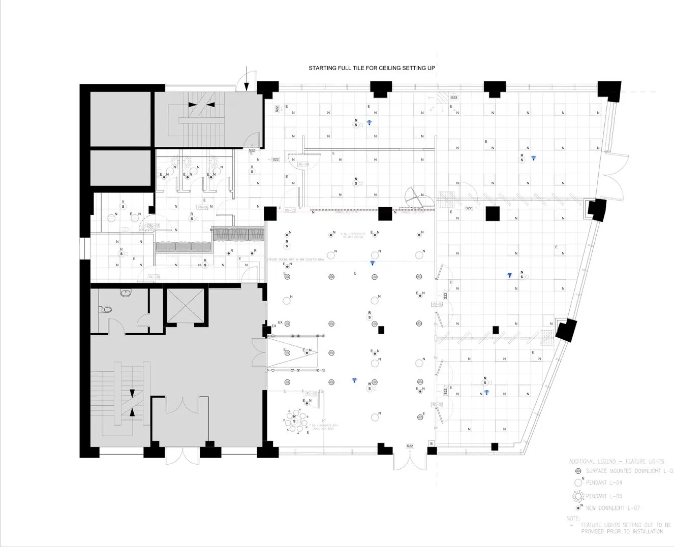 Reflected ceiling plan with lighting positions